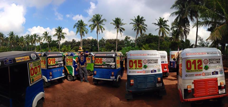Rickshaws gathering at the farm - photo by Mandy Ramsden from team Hakuna Matatu