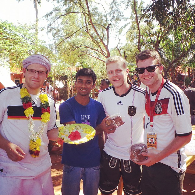 Team Bavarian Barbarians win the prize in the cooking competition. 