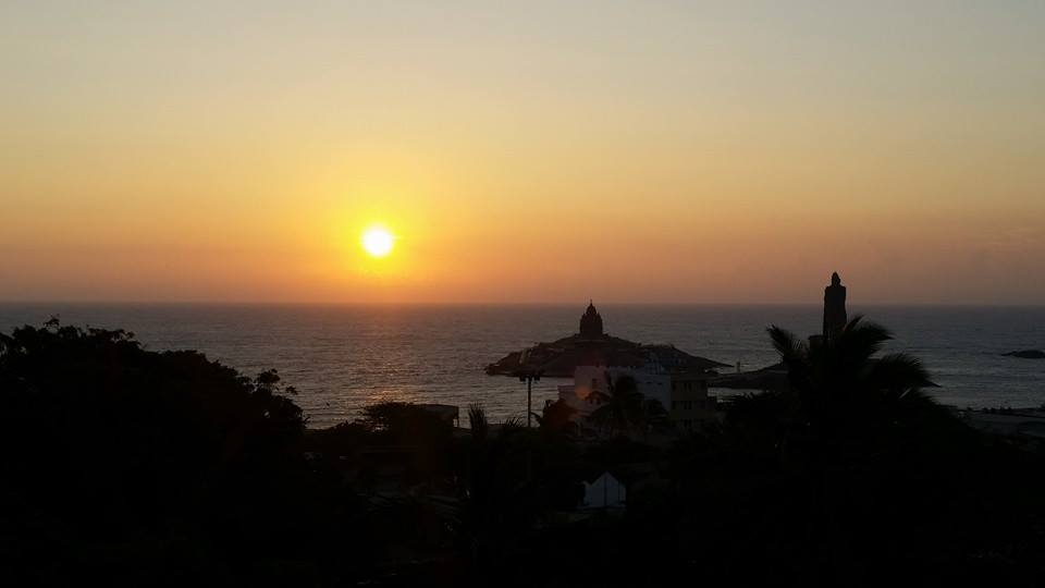 "Good morning India!" Sun rise over the most southern point - photo by Marian Brooks from Rice to the Challenge.