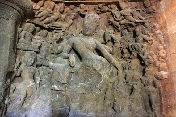 Trimurti Shiva seen visiting Elephanta Caves